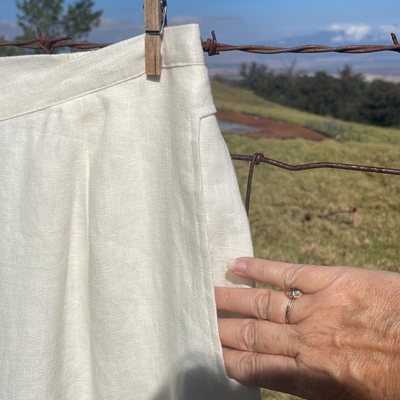 IVORY Linen Cropped Wide Leg Pants Linea By Louis Dell’Olio 1X - Picture 4 of 9